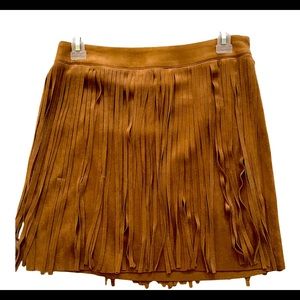 Suede Fringe Skirt